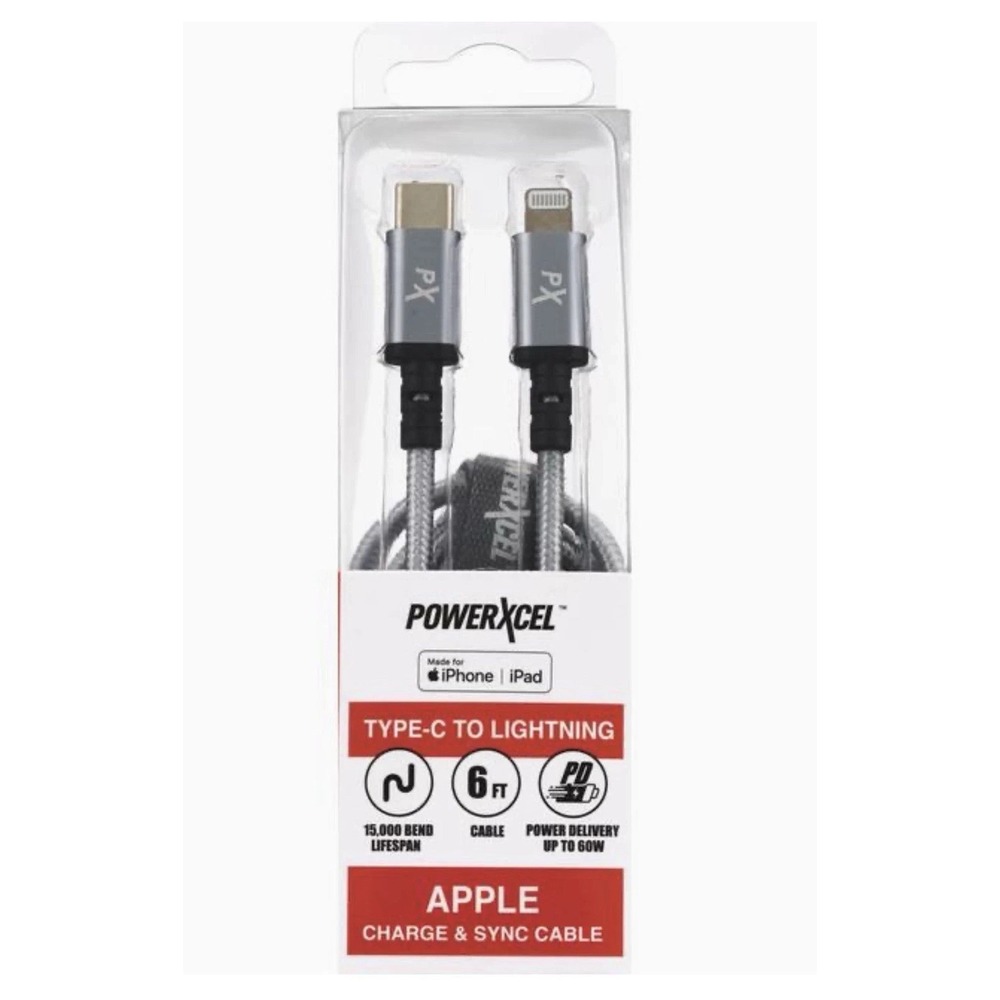 PowerXcel 6ft Type-C Cable 60W Power Delivery iPhone Sync Charger